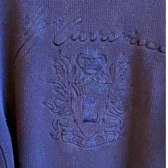 Vintage 80s Z Cavaricci Mens Knit Sweater Fisherman Embroidered Monogram Crest L - Picture 3 of 11